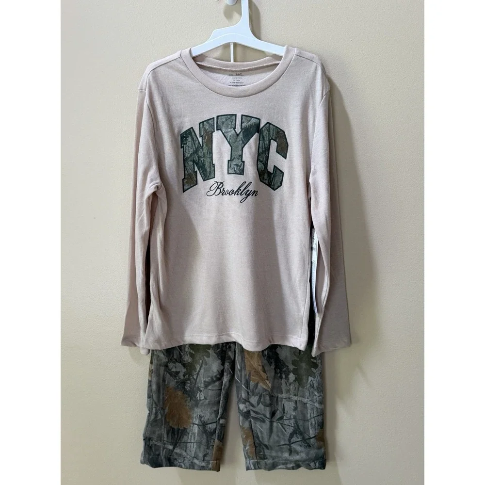 Grayson Threads Boy's 2pc NYC Camouflage Long Sleeve Pajama Set - Beige Sz S NWT